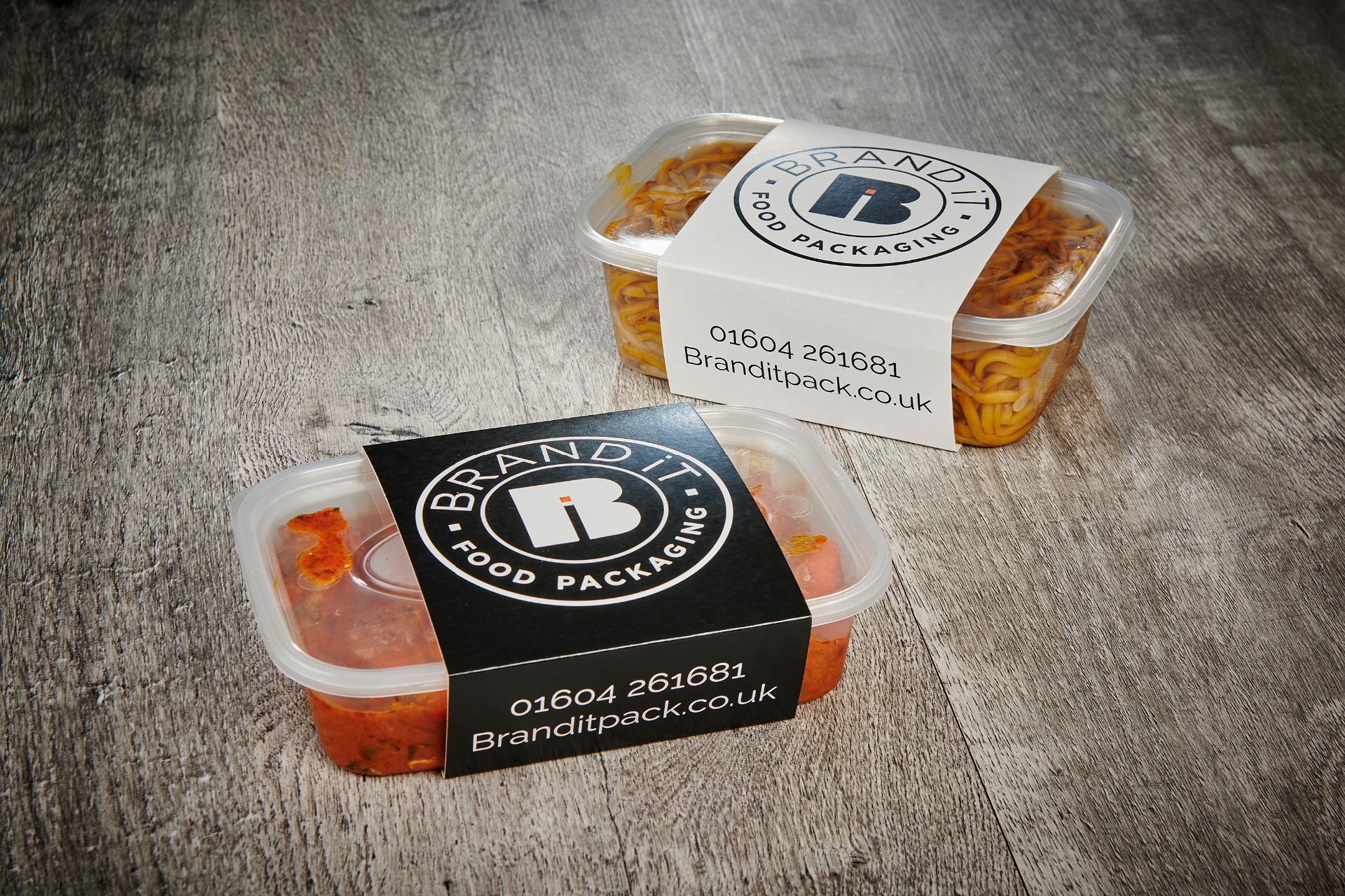 Branded takeaway plastic food container sleeves