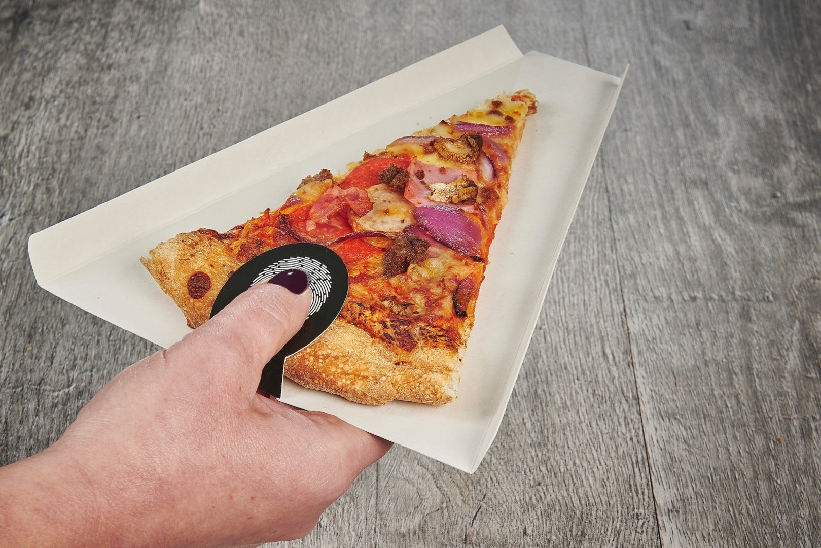Custom Pizza Slice Tray with Thumb Tab